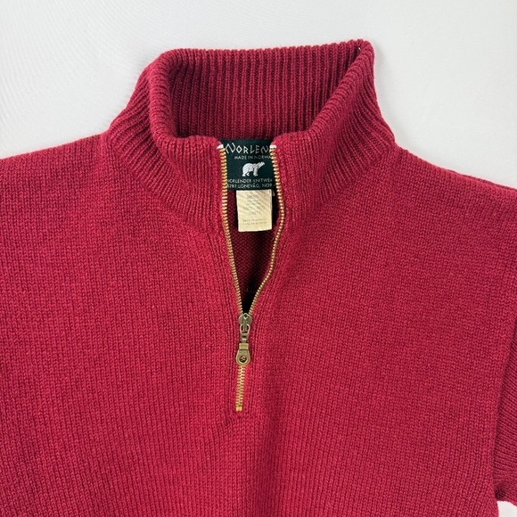 Norlender Norway Ski Christmas Sweater M Red Wool Blend Quarter Zip Pullover - Picture 1 of 12